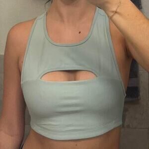 Rawgear Women's Racerback Workout Yoga Cutout Sports Bra Size XS Light Green NWT